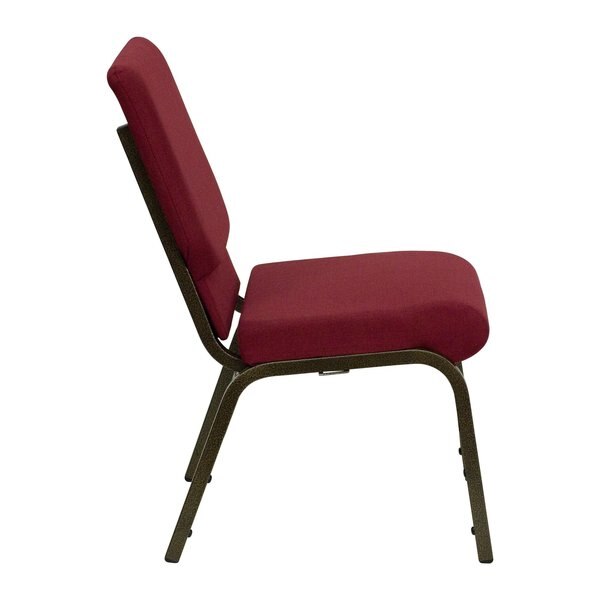 Fabric Church Chair, Gold Frame, Burgundy