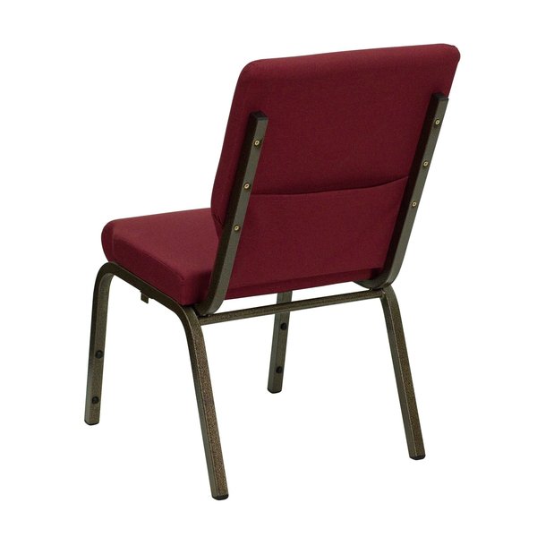 Fabric Church Chair, Gold Frame, Burgundy
