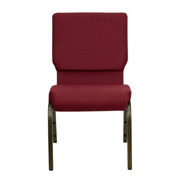 Fabric Church Chair, Gold Frame, Burgundy