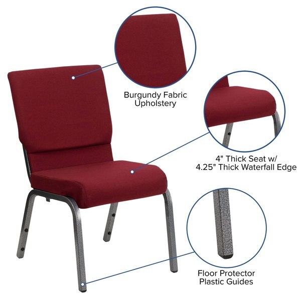 Fabric Church Chair, Gold Frame, Burgundy