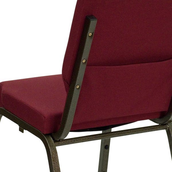 Fabric Church Chair, Gold Frame, Burgundy