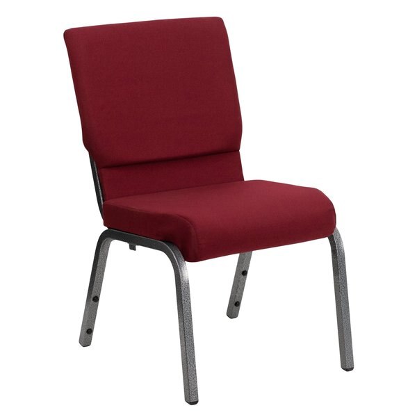 Fabric Church Chair, Silver Frame, Brgundy