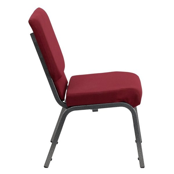 Fabric Church Chair, Silver Frame, Brgundy