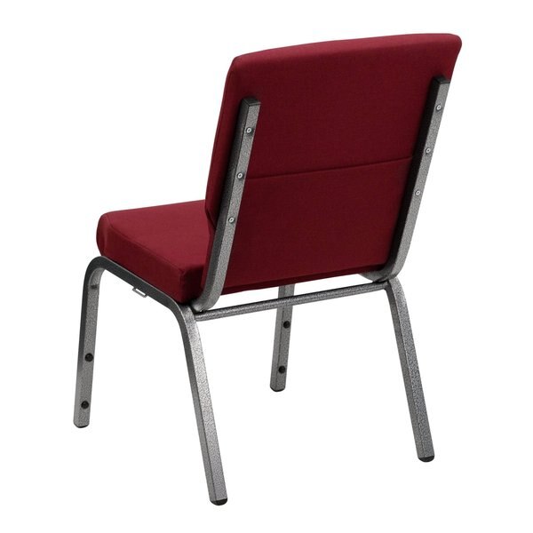 Fabric Church Chair, Silver Frame, Brgundy