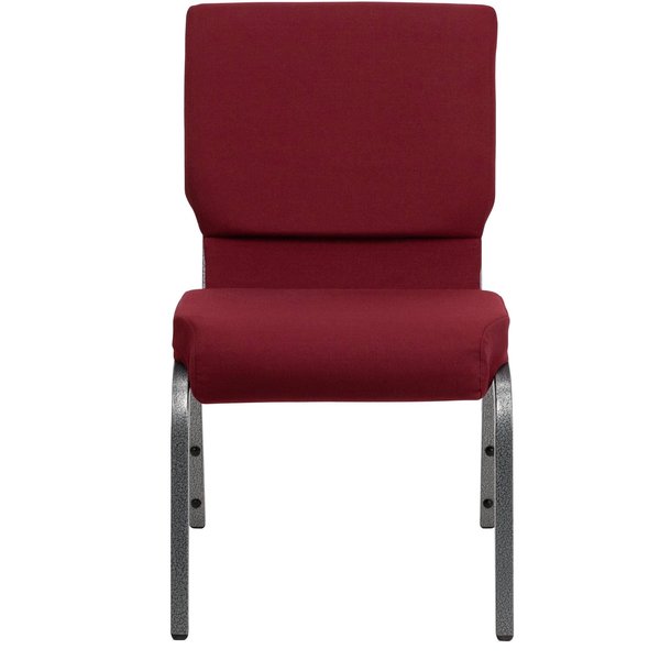 Fabric Church Chair, Silver Frame, Brgundy