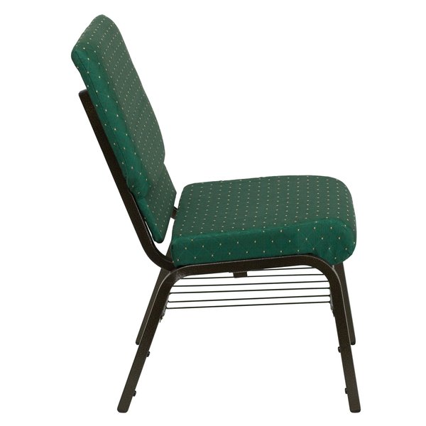 Fabric Church Chair w/Book Rack, Green