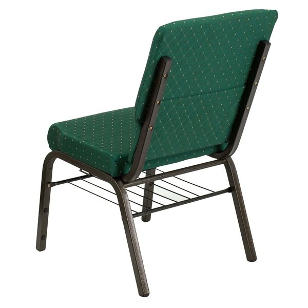 Fabric Church Chair w/Book Rack, Green