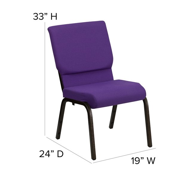 Fabric Church Chair, Stackable, Purple