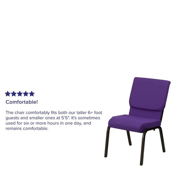 Fabric Church Chair, Stackable, Purple