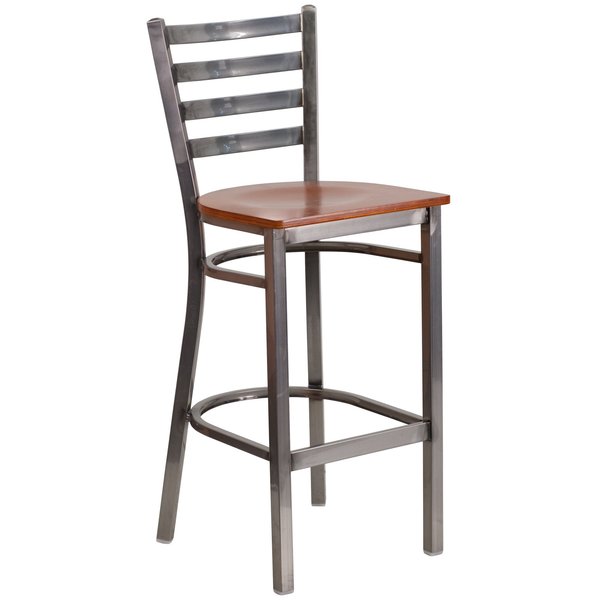 Barstool, Ladder Back, Clr w/Cherry Seat
