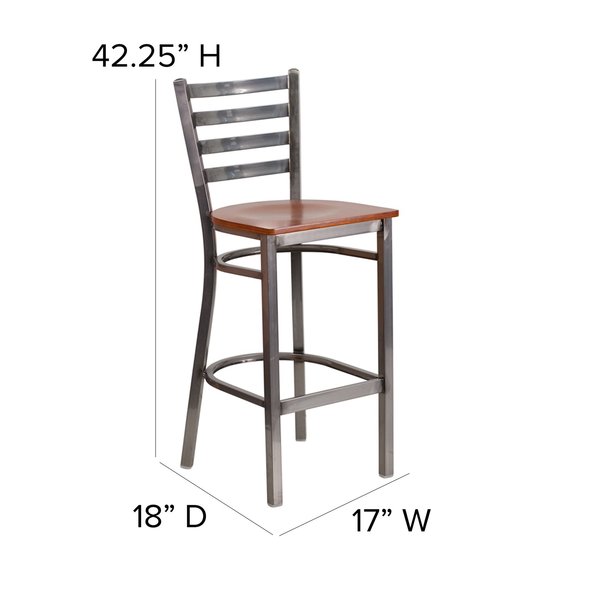 Barstool, Ladder Back, Clr w/Cherry Seat