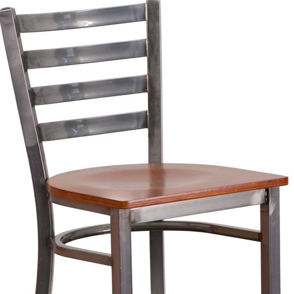 Barstool, Ladder Back, Clr w/Cherry Seat