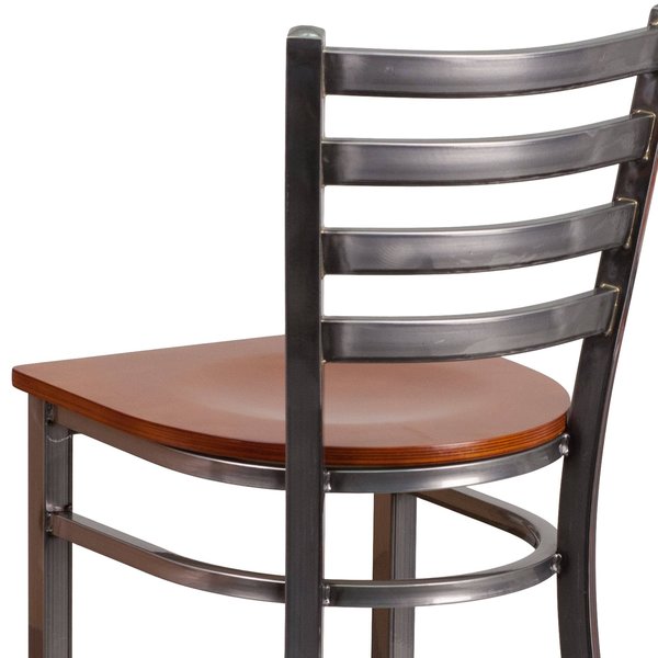 Barstool, Ladder Back, Clr w/Cherry Seat