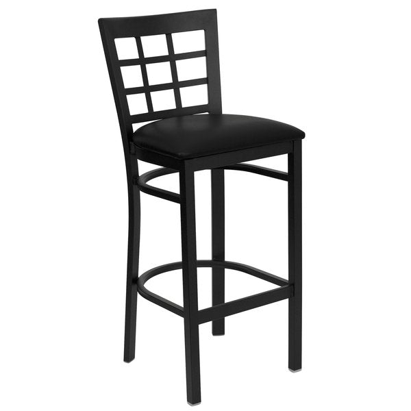 Restaurant Stool, Window Back, Black Seat