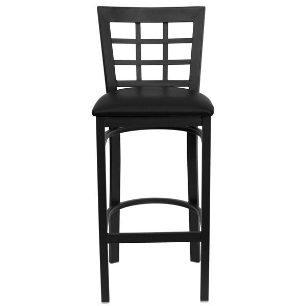 Restaurant Stool, Window Back, Black Seat