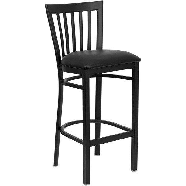Restaurant Stool, School Back, Blk Seat