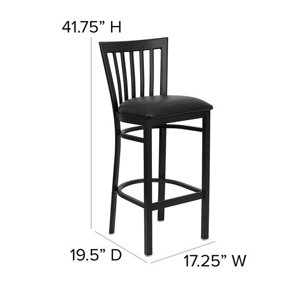 Restaurant Stool, School Back, Blk Seat