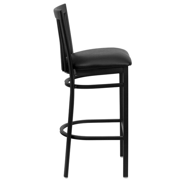 Restaurant Stool, School Back, Blk Seat
