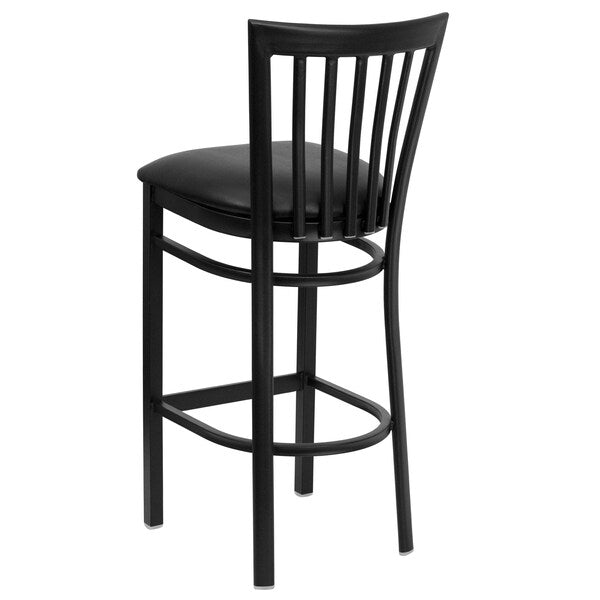 Restaurant Stool, School Back, Blk Seat