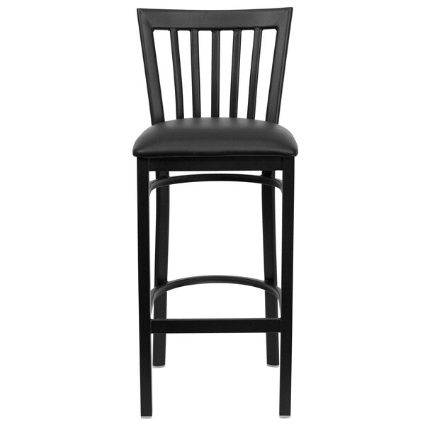 Restaurant Stool, School Back, Blk Seat