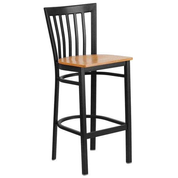 Restaurant Stool, School Back, Nat Seat