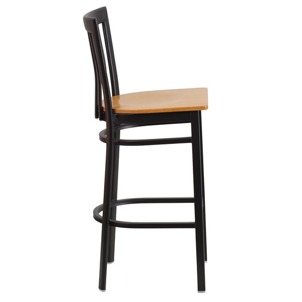 Restaurant Stool, School Back, Nat Seat