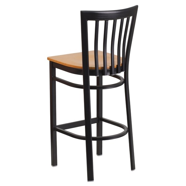 Restaurant Stool, School Back, Nat Seat
