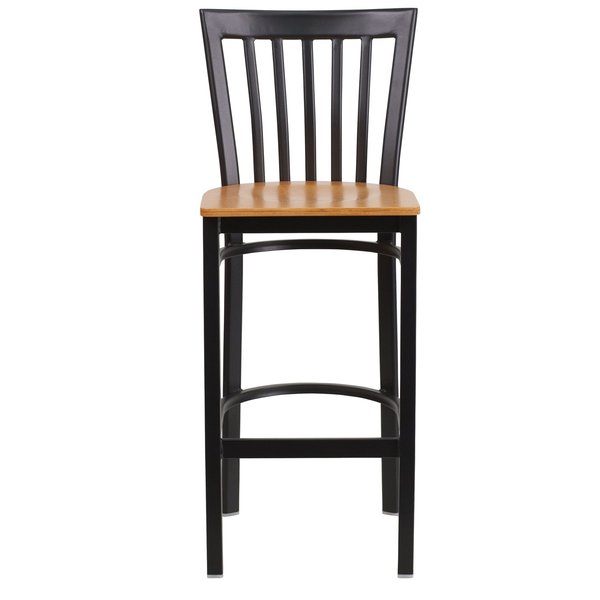 Restaurant Stool, School Back, Nat Seat