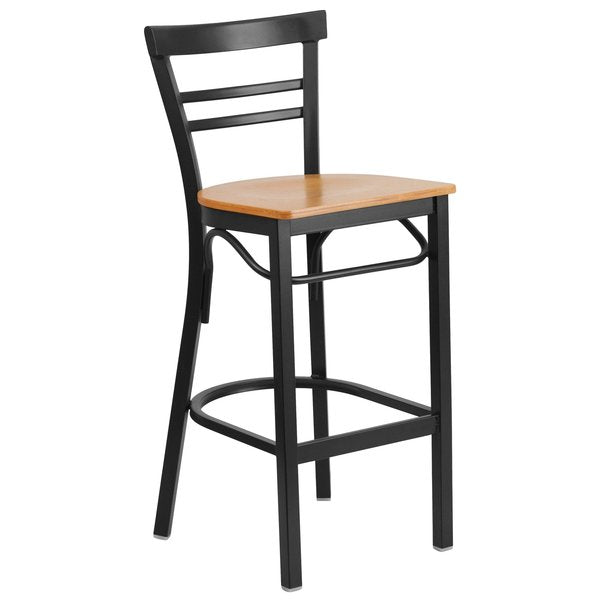 Restaurant Stool, Ladder Back, Nat Seat, Seat Material: Wood