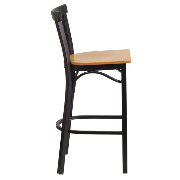 Restaurant Stool, Ladder Back, Nat Seat, Seat Material: Wood