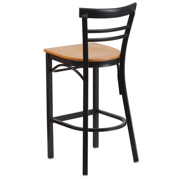 Restaurant Stool, Ladder Back, Nat Seat, Seat Material: Wood