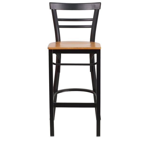 Restaurant Stool, Ladder Back, Nat Seat, Seat Material: Wood