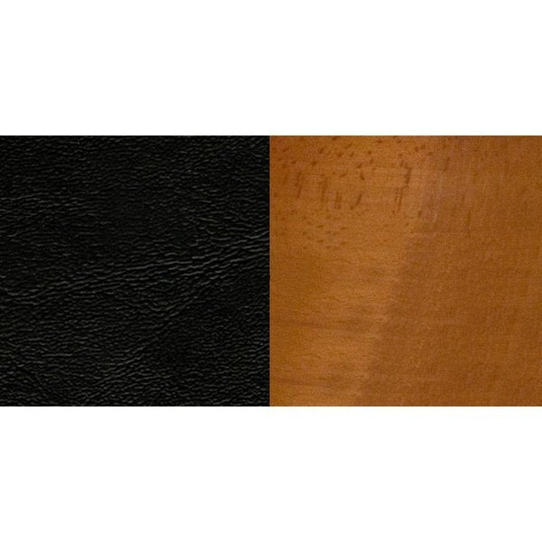 Stool, Vert Slat Bck, Cherry Wd w/Blk Vny