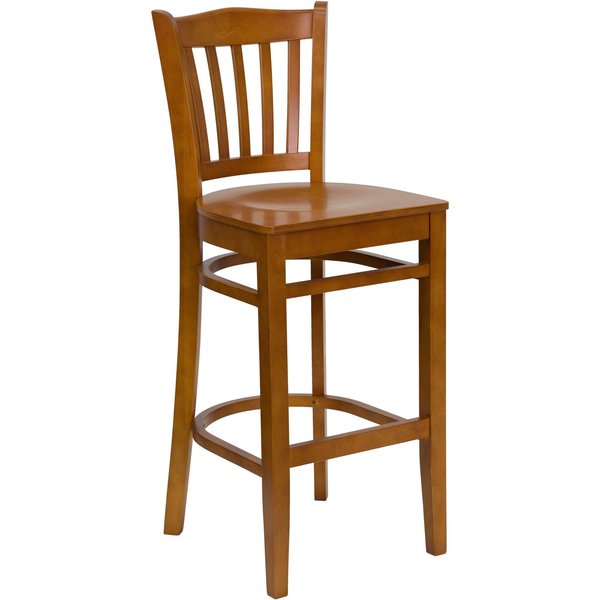 Wood Barstool, Vert Slat Back, Cherry Woo