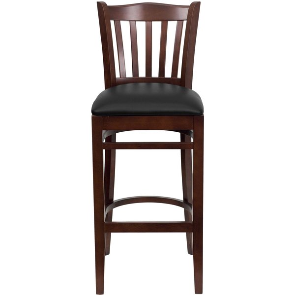 Barstool, Vert Slact Back, Mah Wd, Blk Vny