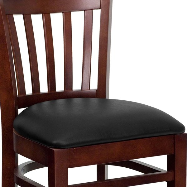 Barstool, Vert Slact Back, Mah Wd, Blk Vny