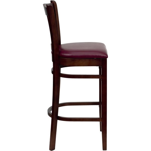 Barstool, Vert Slact Bck, Mah Wd, Burg Vny