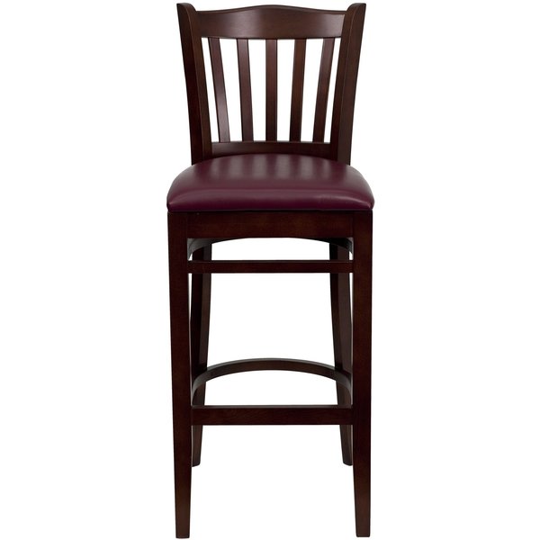 Barstool, Vert Slact Bck, Mah Wd, Burg Vny