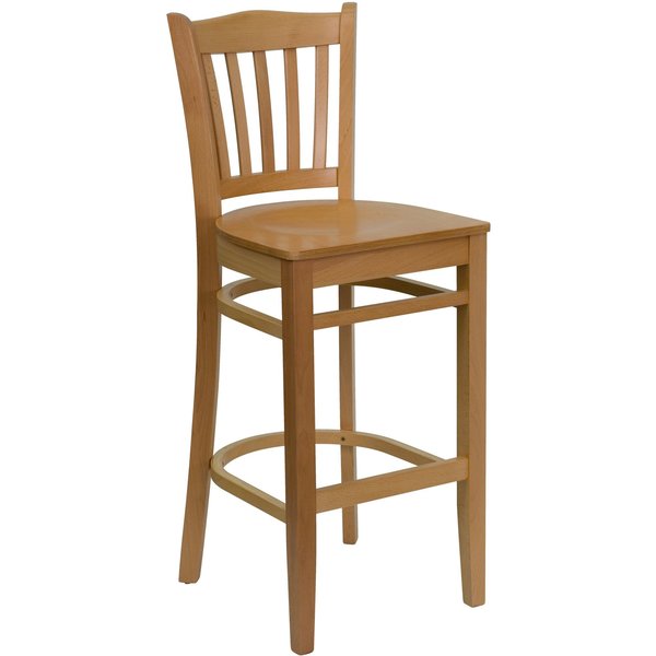 Barstool, Natural Wood, Vertical Slat Bac