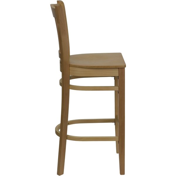 Barstool, Natural Wood, Vertical Slat Bac