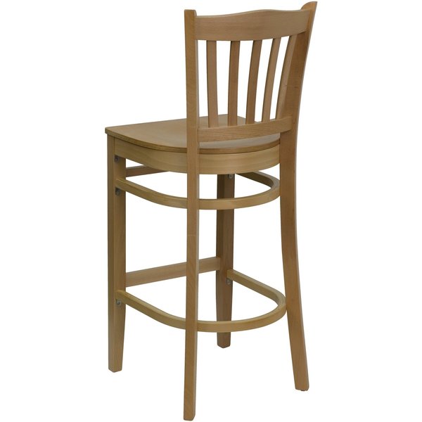 Barstool, Natural Wood, Vertical Slat Bac