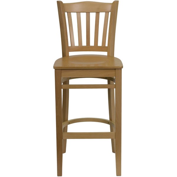 Barstool, Natural Wood, Vertical Slat Bac