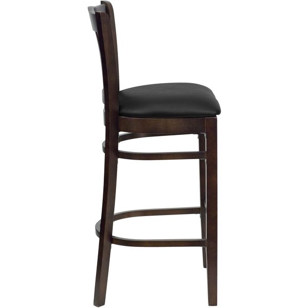 Wood Brstool, Wal, Vrtcl Slat Bck, Blk Vny