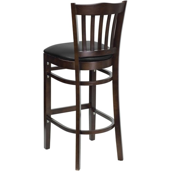Wood Brstool, Wal, Vrtcl Slat Bck, Blk Vny