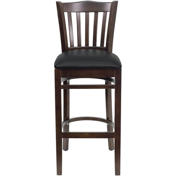 Wood Brstool, Wal, Vrtcl Slat Bck, Blk Vny