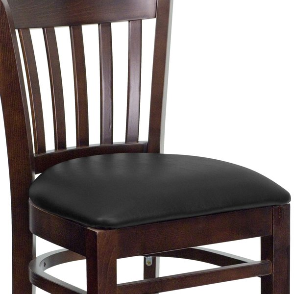 Wood Brstool, Wal, Vrtcl Slat Bck, Blk Vny