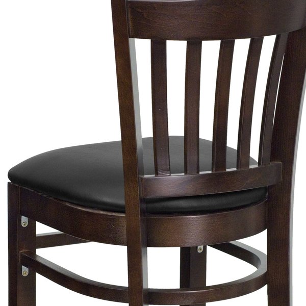 Wood Brstool, Wal, Vrtcl Slat Bck, Blk Vny