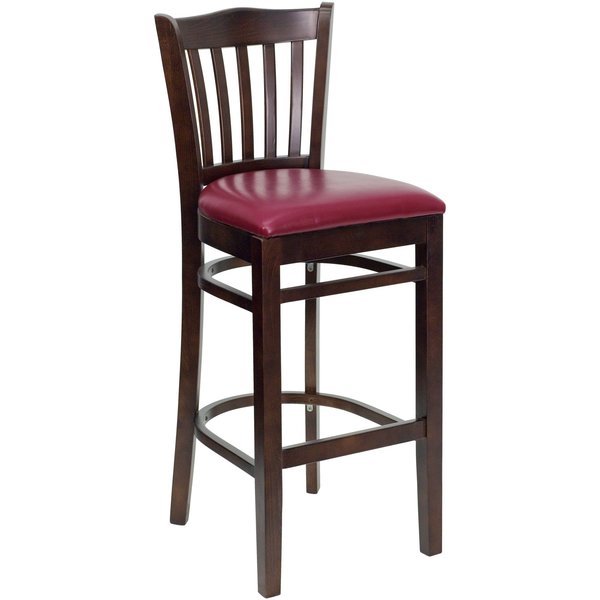 Wood Barstool, Walnut, Vrtcl Slat Bck, Bur