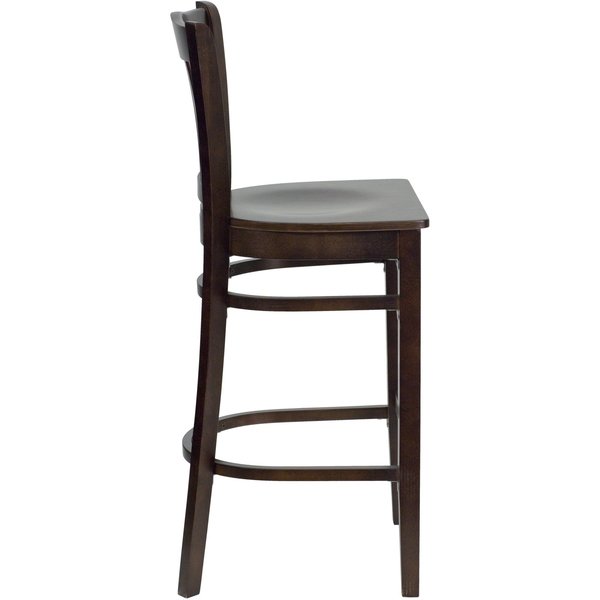 Wood Barstool, Walnut, Vertical Slat Back