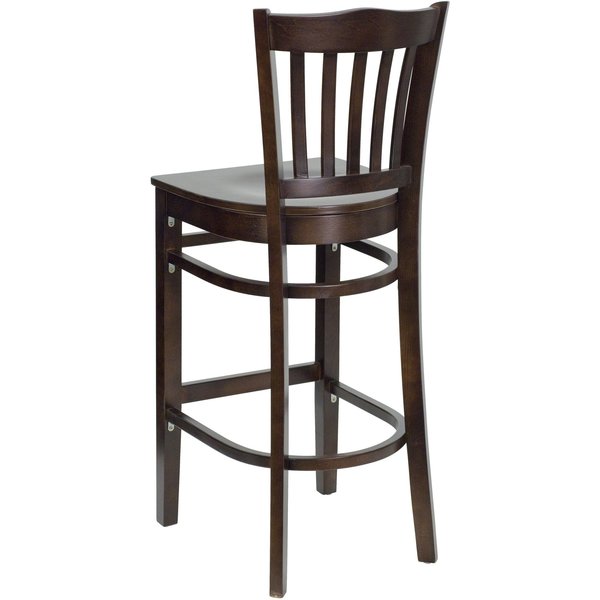 Wood Barstool, Walnut, Vertical Slat Back